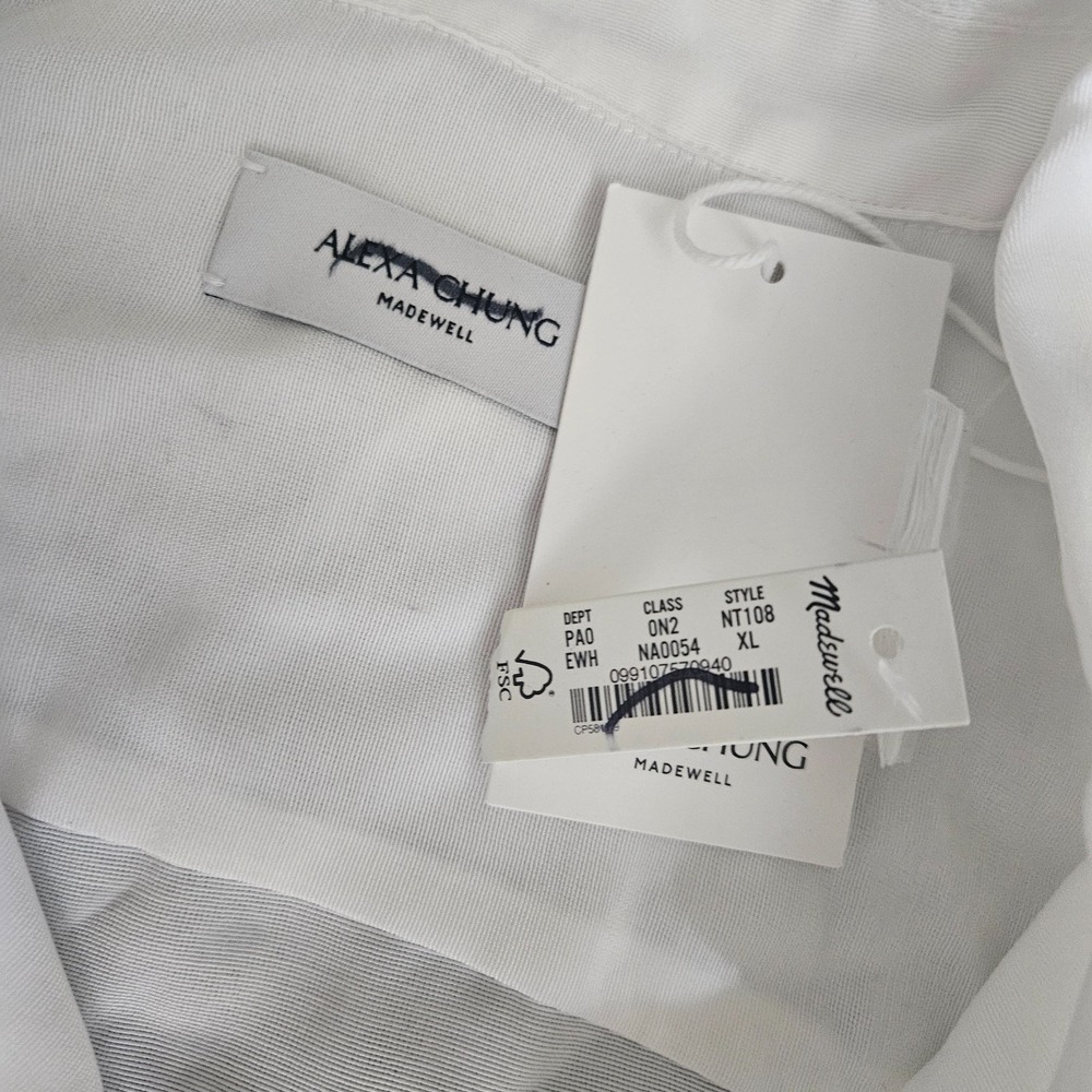 Madewell Alexa Chung Pleat-Pocket Button-Up Shirt XL Eyelet White NT108 - Picture 5 of 5